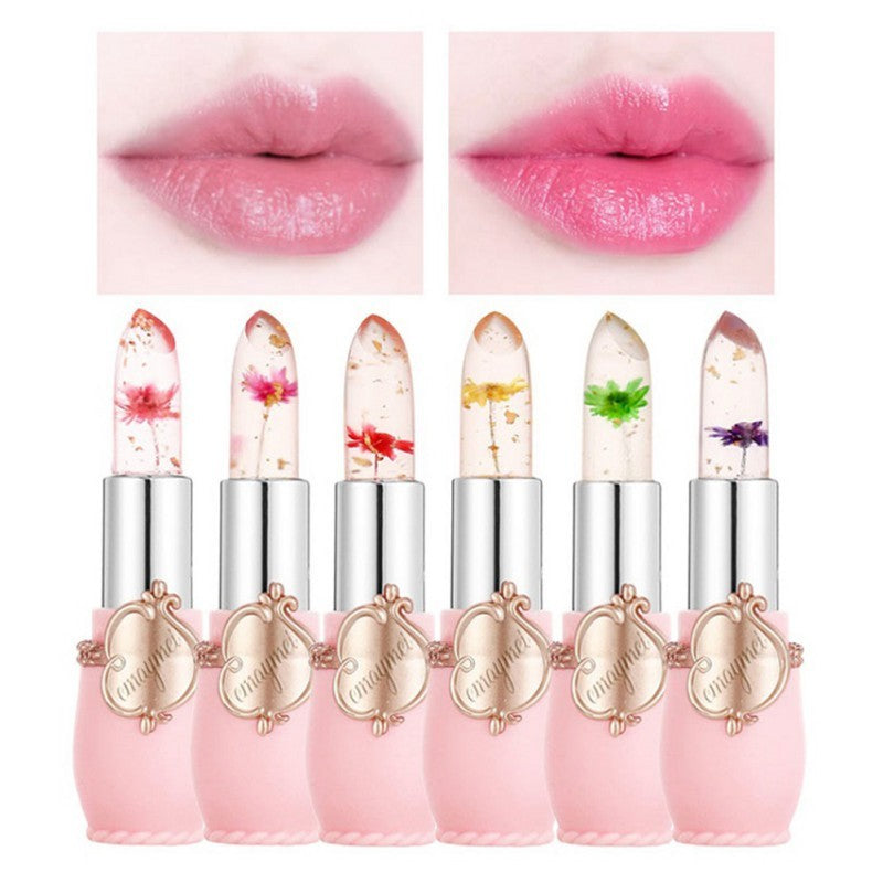 Jelly Flower Lipstick Color Changing Lip Gloss Moistening Temperature Crystal Pomade Transparent Lip Color Balm Makeup Cosm