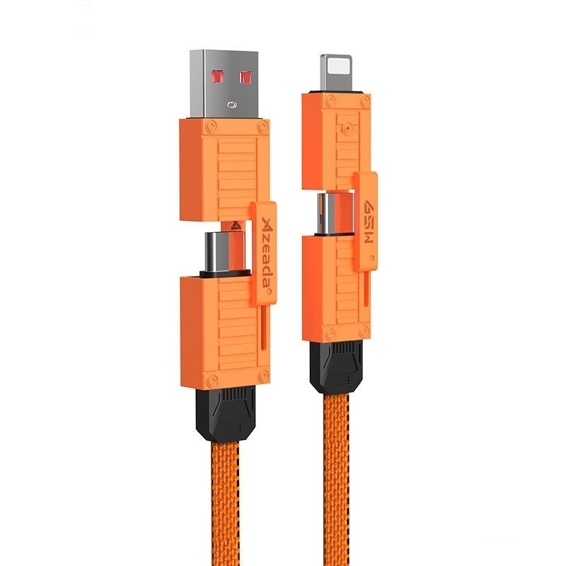 Azeada 65W Mobile Phone Data Cable Two Drag Two Super Fast Charge