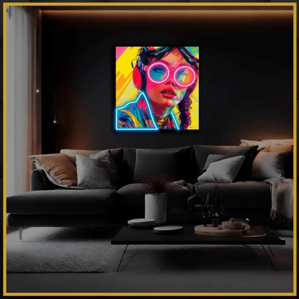 Woman With Glasses UV Print Neon Sign