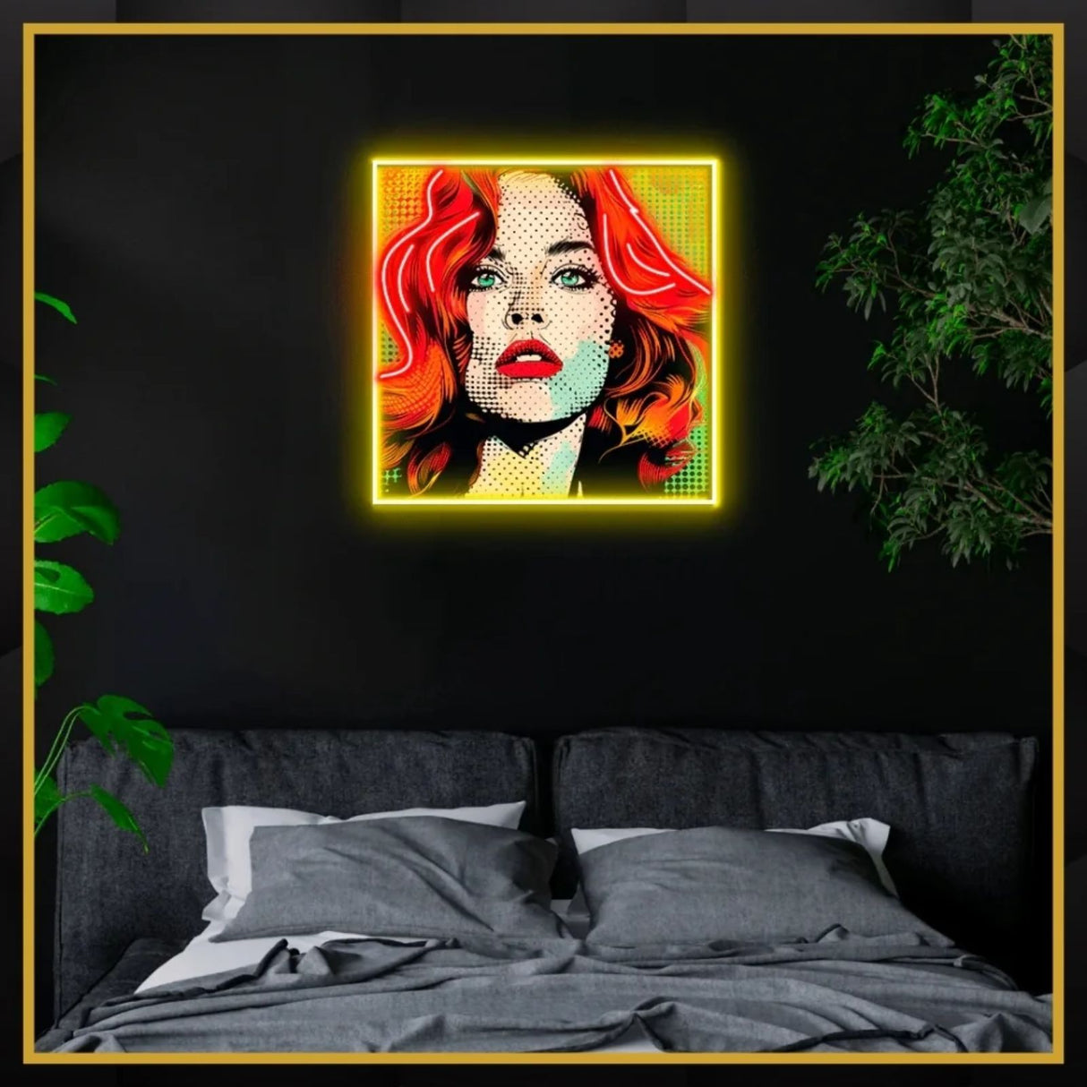 Red Hair Woman UV Print Neon Sign