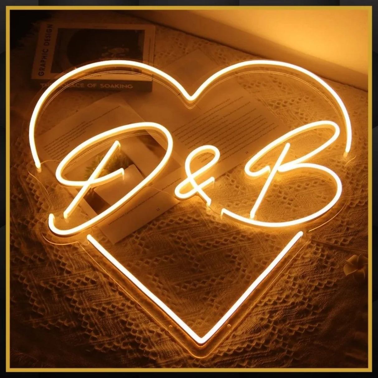 Custom Initials Love Heart Neon Sign