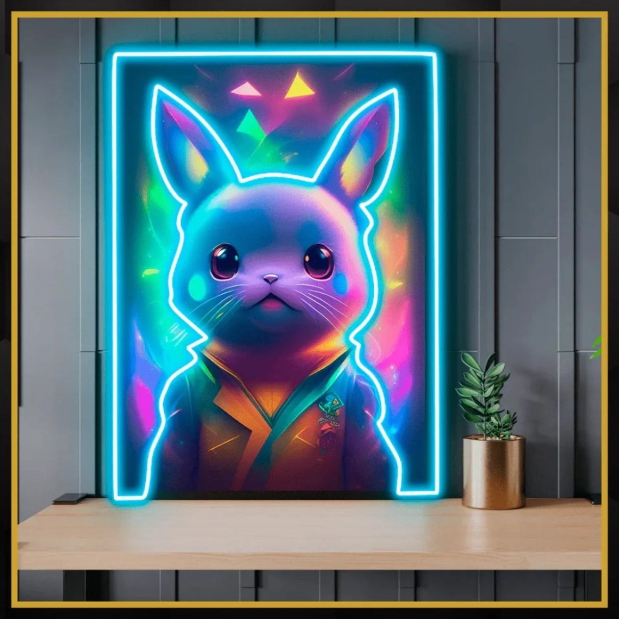 Holographic Pokémon Pikachu UV print neon sign