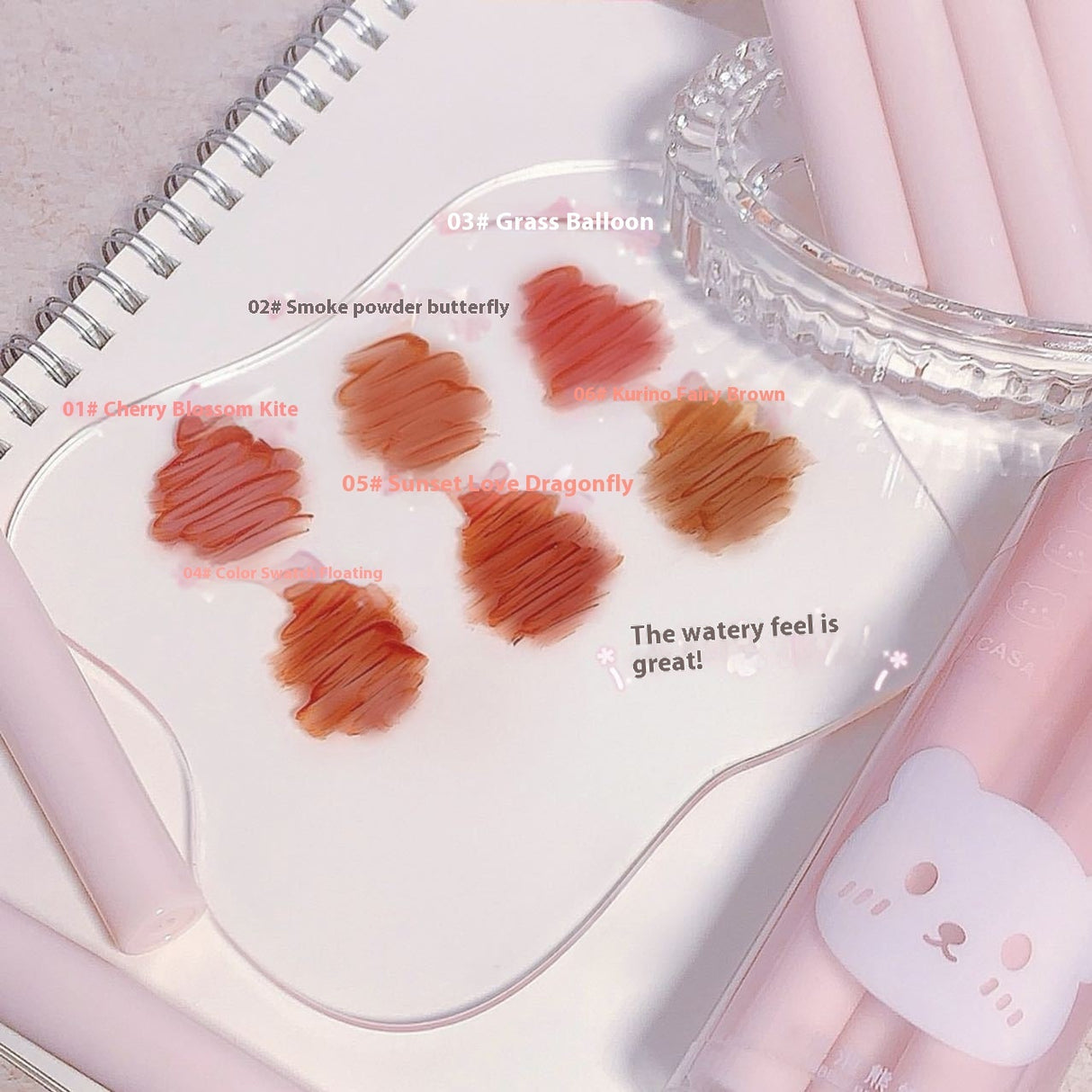 Makeup Lip Lacquer Six Suit Bubble Bear Water Light Mirror