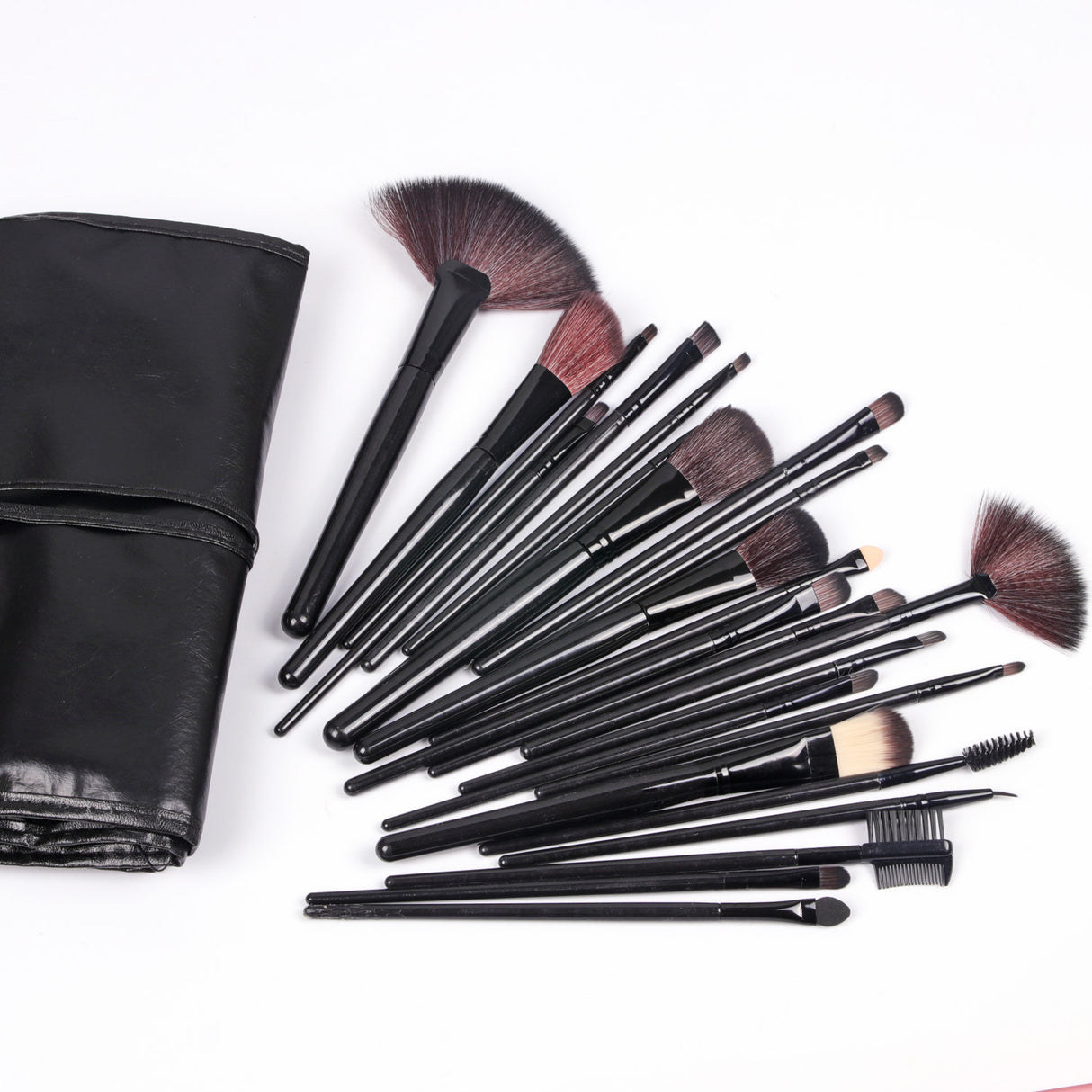 Shadowing 24 Makeup Brushes Set, Brownnatural Wood