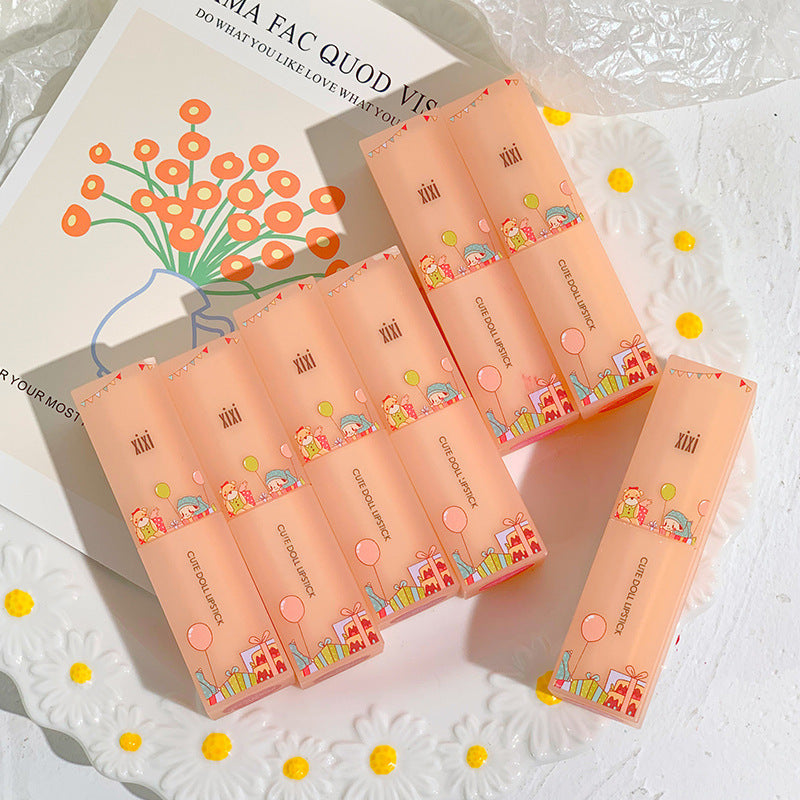 Lipstick Apricot Orange Square Rod Texture Is Clear And Moisturizing Colored And Waterproof