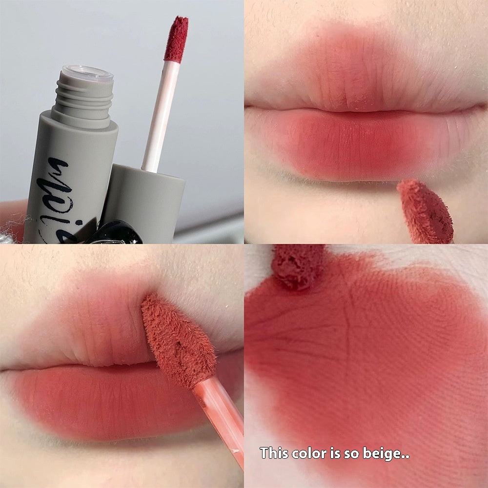 Matte Finish Velvet Non-fading White Smoked Lip Lacquer