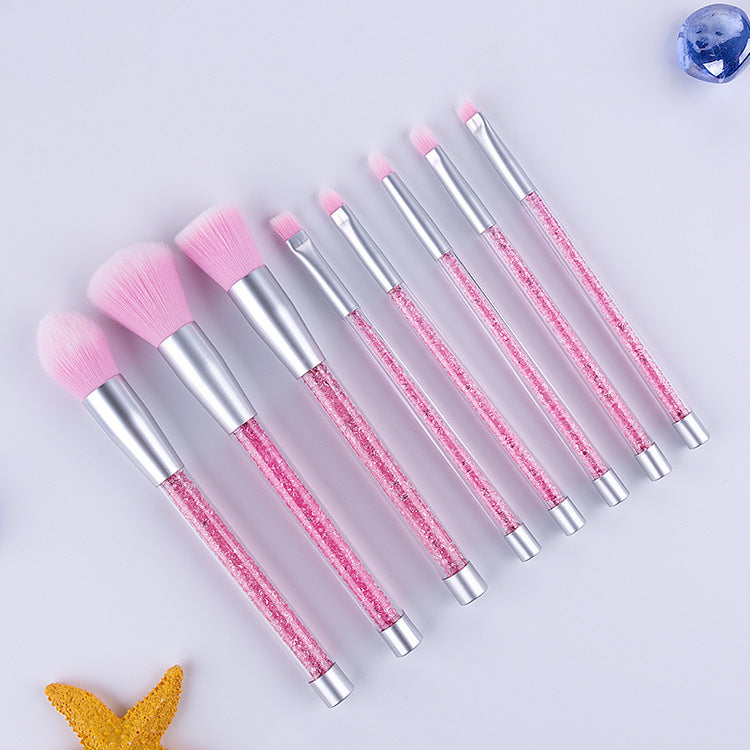 8pcs purple pink crystal makeup brushes