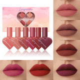 Matte 12-color Heart-shaped Matte Velvet Lip Gloss Set