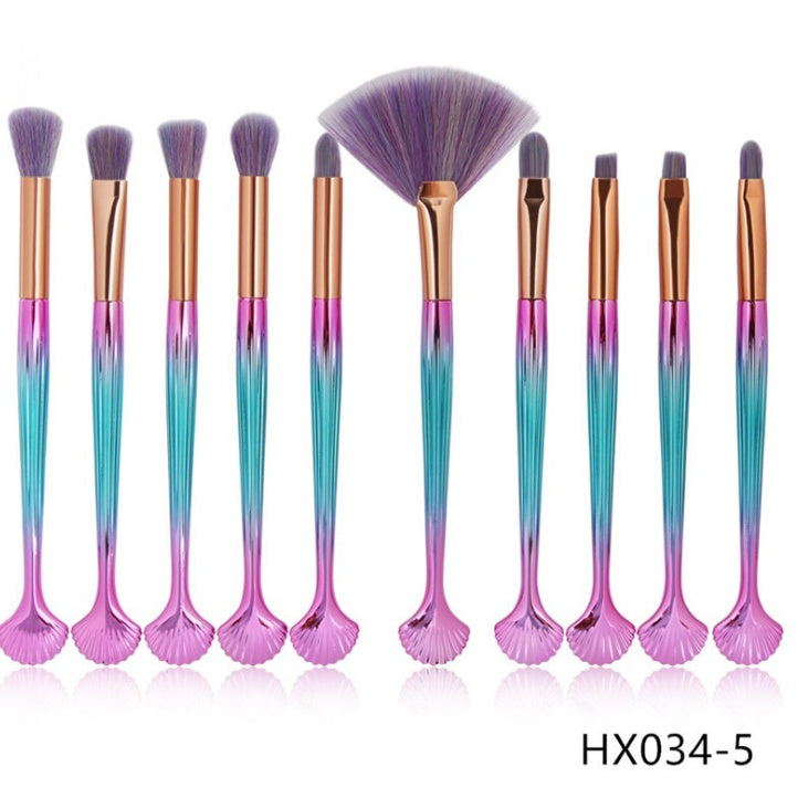 The Shell Makeup Brush Set - Purple bristles