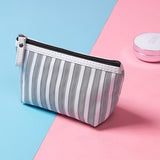 Miyahouse Canvas Cosmetic Bag Women Make up Bags Striped Printed Travel Toiletry Organizer Portable Pouch Makeup Case