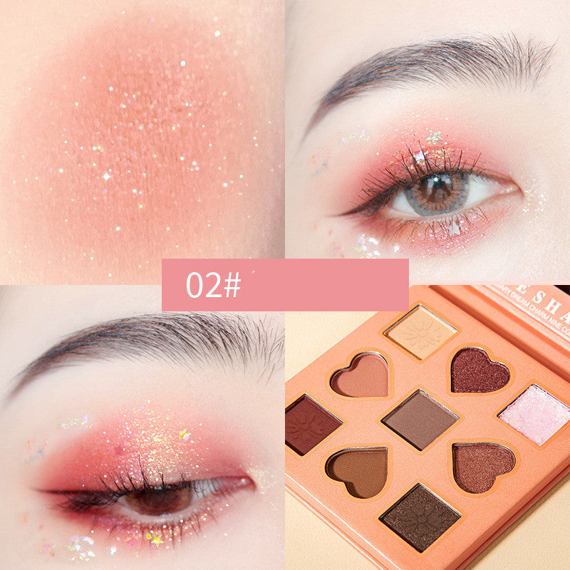 Pearlescent Matte Glitter Glitter Sequins Peach Nine-Color Eyeshadow