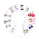 1 Wheel 3D Charm Alloy Rhinestones Nail Art Decorations Perfume Bottle Bow Flowers Triangle DIY Nail Jewelry Supplies