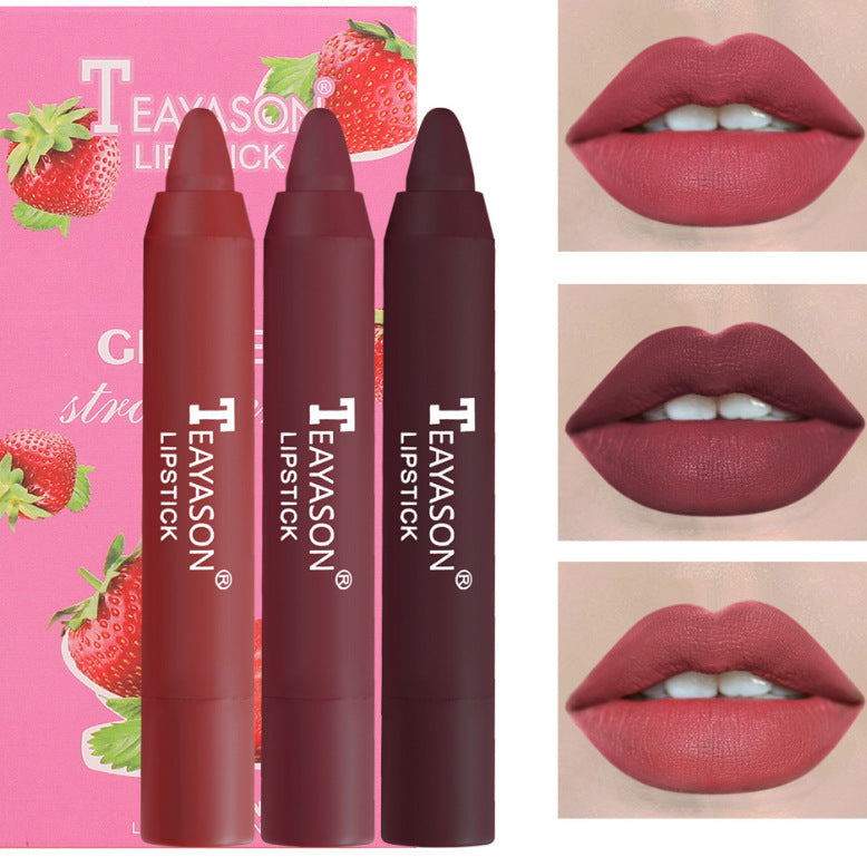 3 Packs Of Matte Lipstick Matte Velvet Lipstick Pen Bean Paste Milk Tea Color Lipstick Crayons Lipstick Students