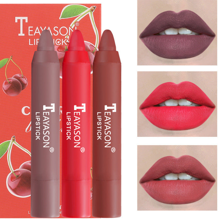 3 Packs Of Matte Lipstick Matte Velvet Lipstick Pen Bean Paste Milk Tea Color Lipstick Crayons Lipstick Students