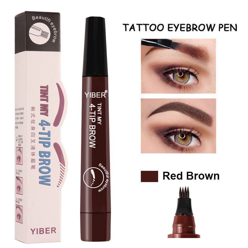 Drawing Eyebrow Pencil YIBER Eyebrow Pencil Double-headed Four Bifurcated Liquid Eyebrow Pencil Thick Multi-color Anti-watercolor Makeup Dyed Eyebrow Pencil Lasting