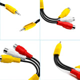 3.5Mm Female To Rca Yellow-White-Red Video Cable, 18Mm Extension Head 3.5 One-Point Three Av Cable Female Lotus Audio Cable