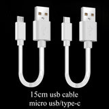 15cm Short Micro USB Cable Type C Mobile Phone Cables Fast