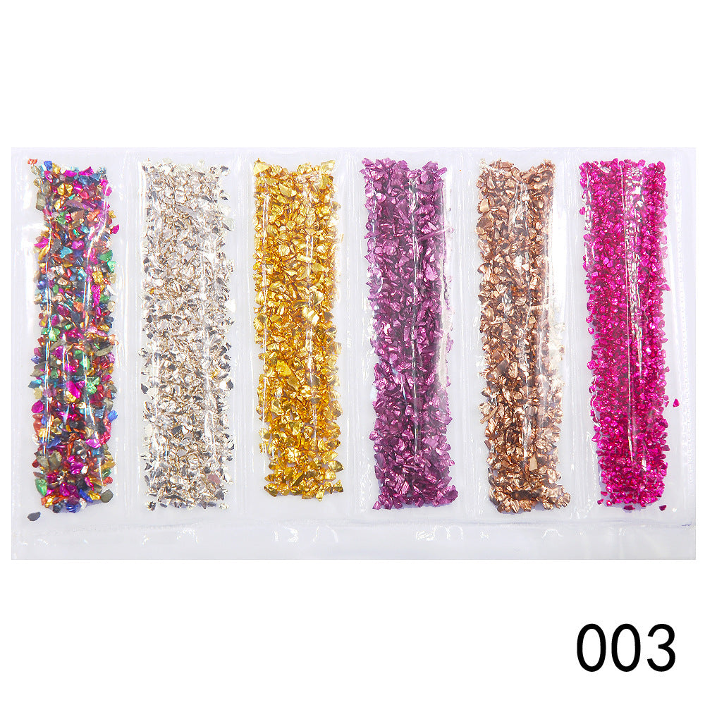 Nail Supplies, Diamond Glass Fragments, Gold And Silver Broken Glass Nails