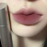 Small Silver Tube Matte Lip Gloss Velvet White Lip Mud Low Saturation Milk Tea Lipstick