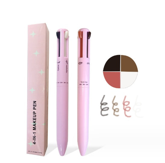 Four-in-one Cosmetic Brush Four-color Lip Liner Highlight Eyeliner Eyebrow Pencil