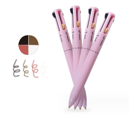 Four-in-one Cosmetic Brush Four-color Lip Liner Highlight Eyeliner Eyebrow Pencil