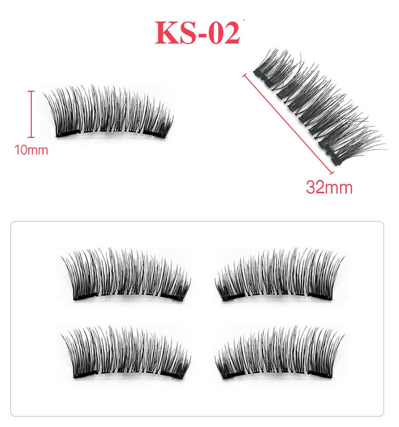 Double magnetic trimagnetic magnet false eyelash 24P full eye four sharpener magnetic eyelashes.