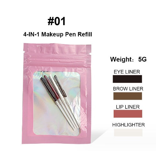 Four-in-one Cosmetic Brush Four-color Lip Liner Highlight Eyeliner Eyebrow Pencil