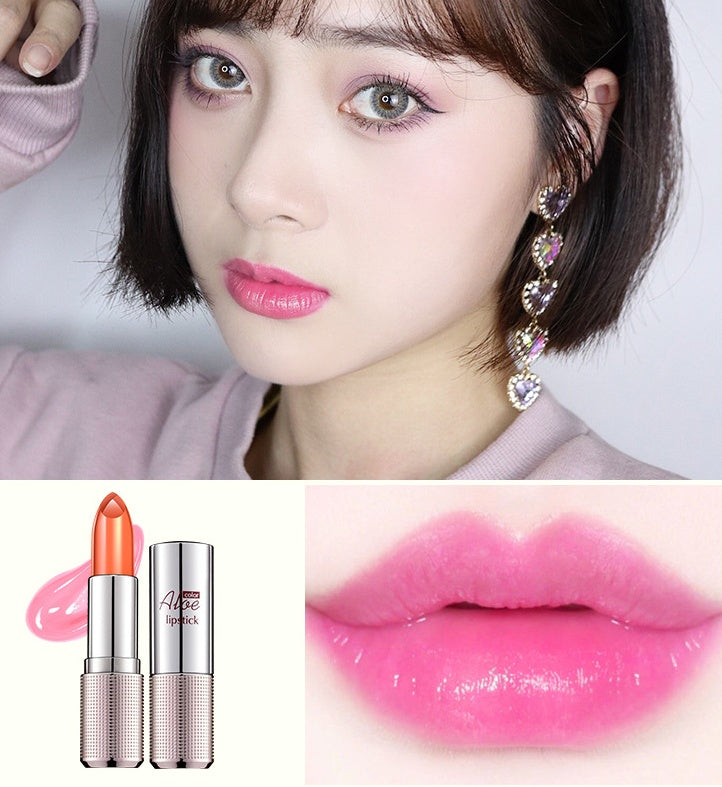 Aloe Vera crystal, aloe vera gel, aloe gel, color change lipstick, not easy to fade, not easy to touch cup