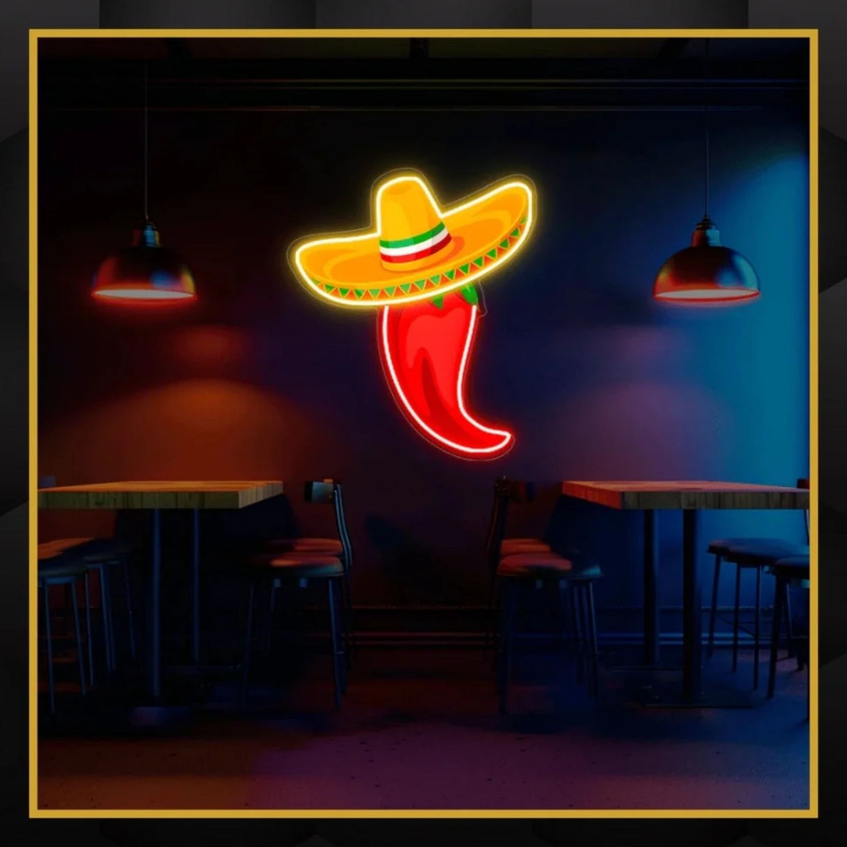 Sombrero Red Chilli UV Neon Sign