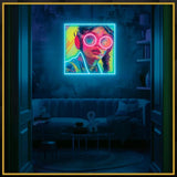 Girl With Glasses UV Neon Sign