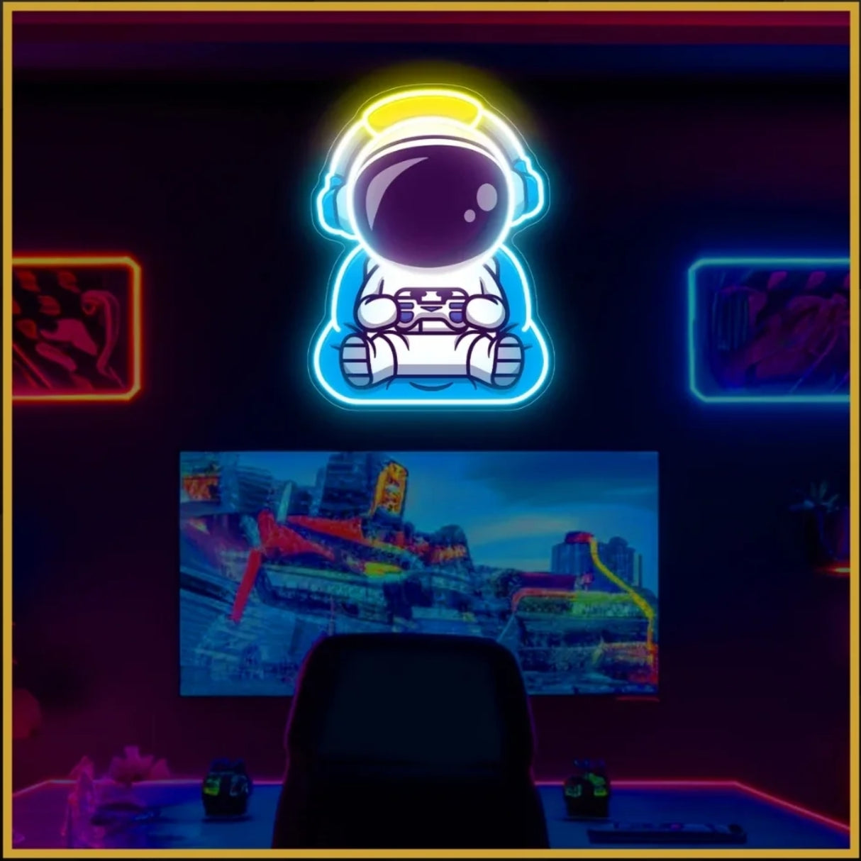 Astronaut Gaming UV Neon Sign