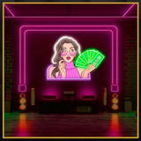 Girl with Money UV Neon Sign