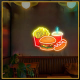 Fries, Burger, Drink UV Neon Sign