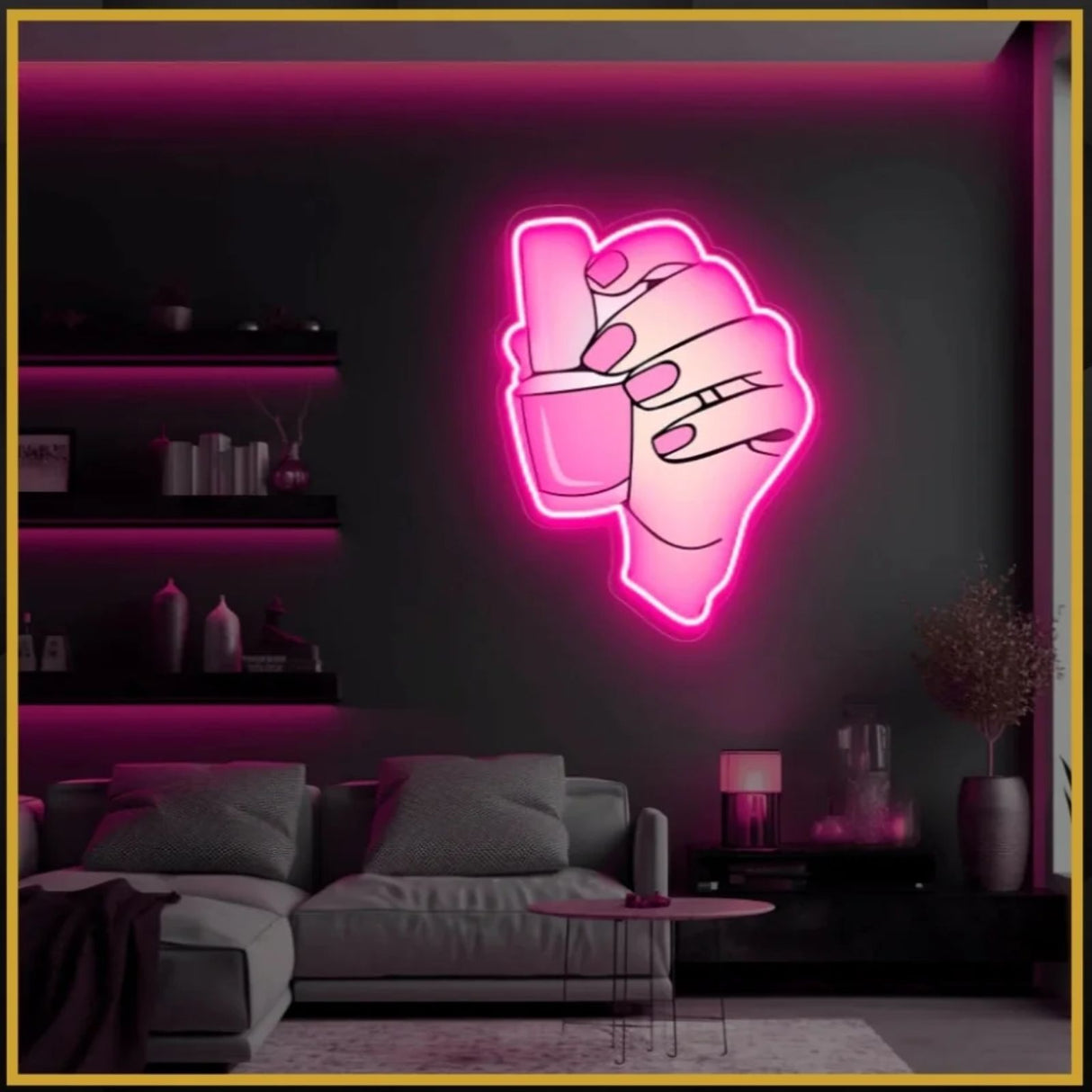 Nail Polish Hand UV Neon Sign