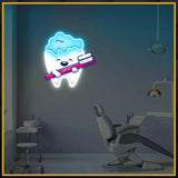 Brushing Teeth UV Neon Sign