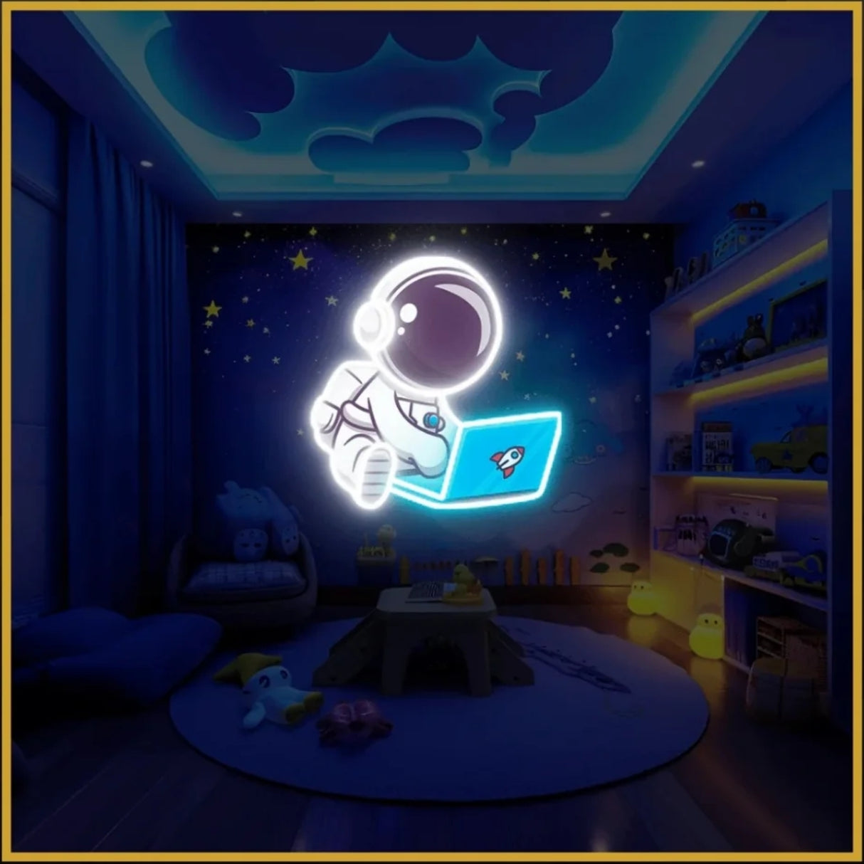 Astronaut Laptop UV Neon Sign