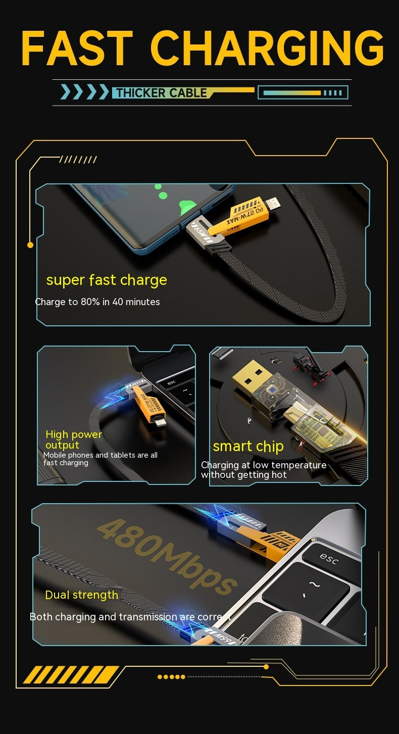 Four-in-one Super Fast Charge Data Cable