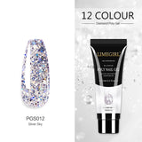 12 Color Nail Art Glitter Powder Extension Gel Nail Art Sequin Extension Gel Painless