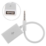 White 3.5mm male AUX audio plug to USB 2.0 Fema jack