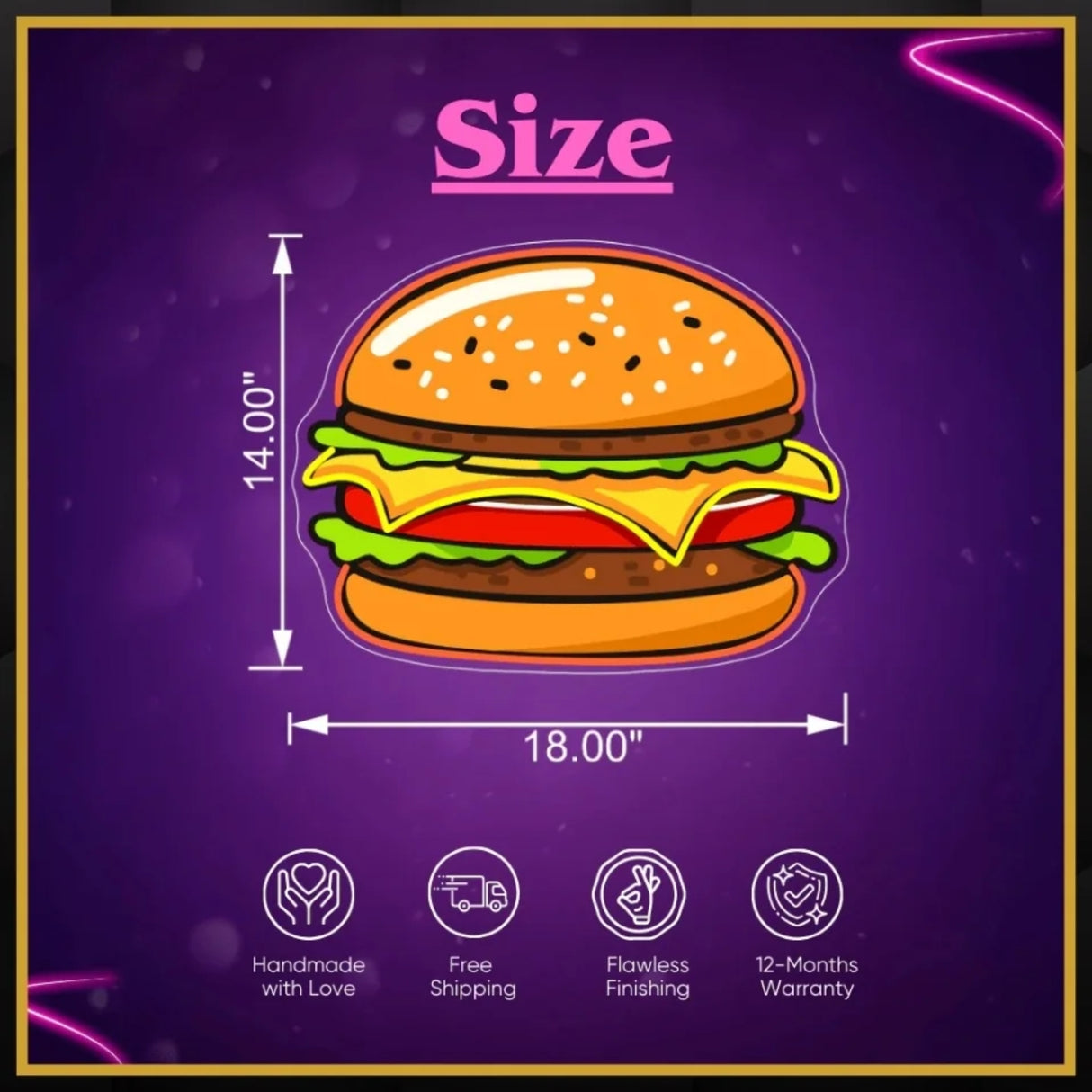 Burger UV Neon Sign