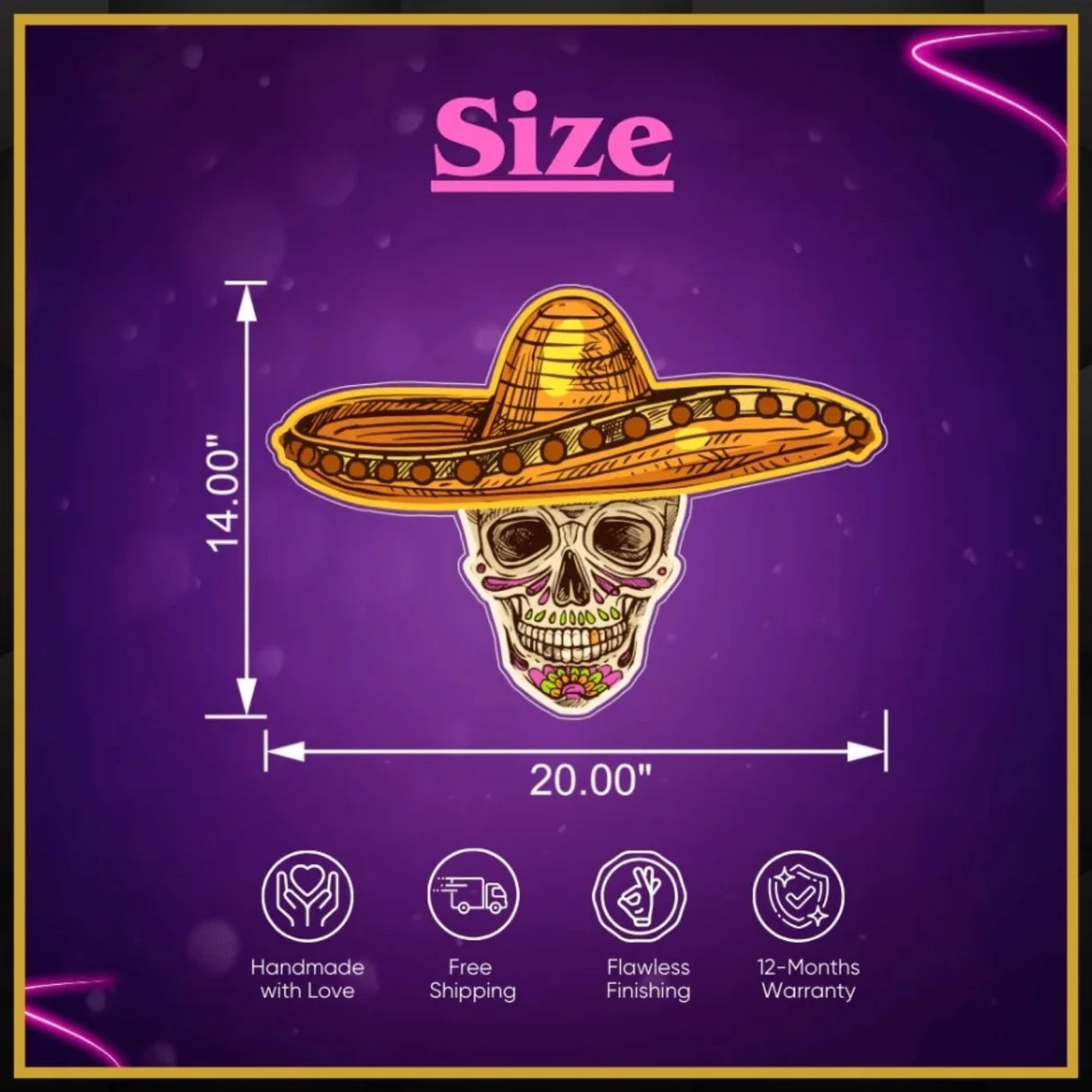 Mexican Calavera Skull UV Sign