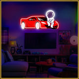 Astronaut with Car UV Neon Sign