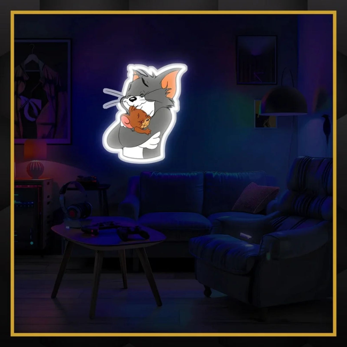 Tom Hugging Jerry UV Neon Sign