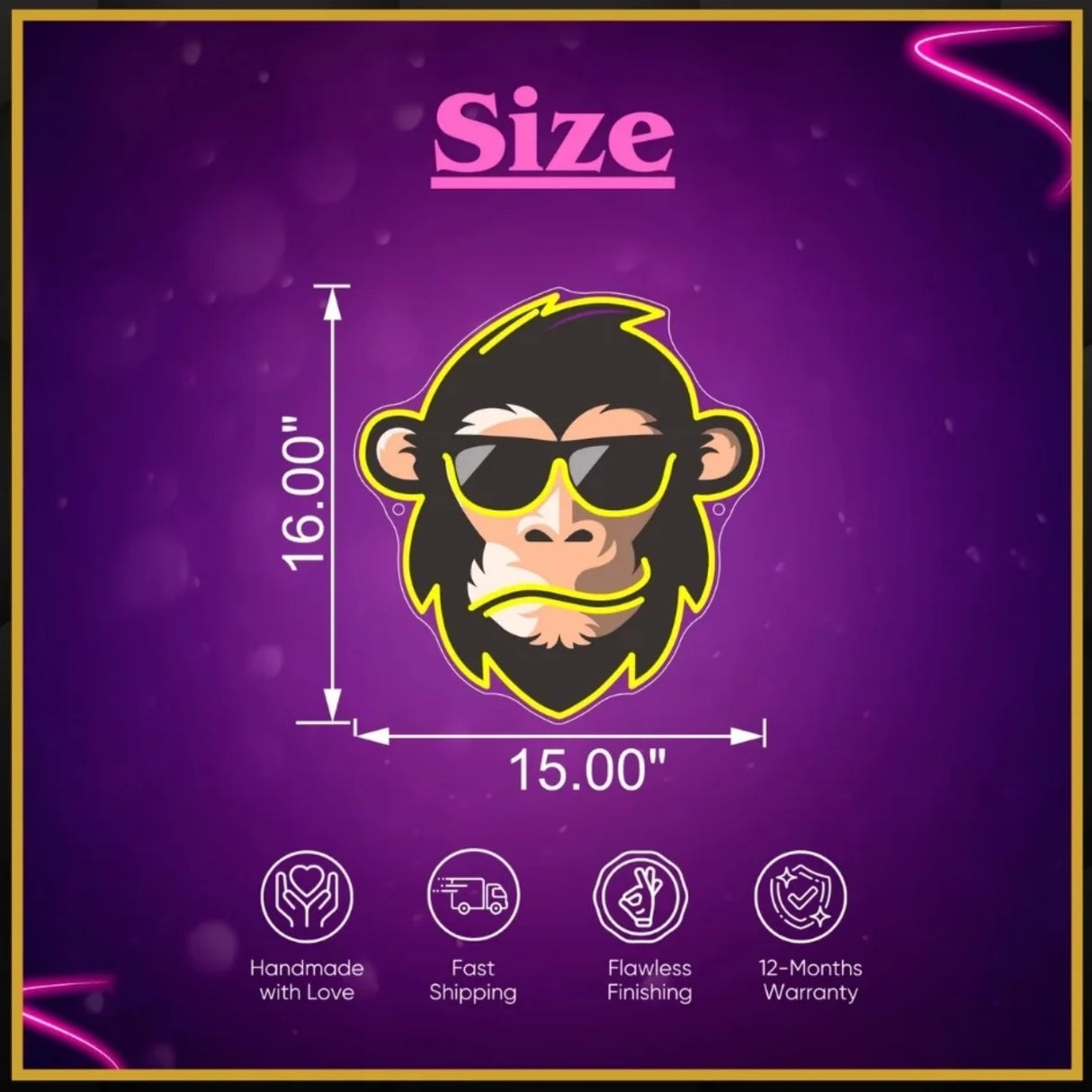 Cool Monkey UV Print Neon Sign