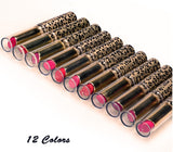 Golden Leopard Tube Lipstick Lip Balm Moisturizing 12 Color Blend Lipstick