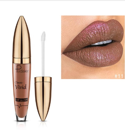 Pudaier matte pearlescent lip gloss non-stick cup diamond lip gloss