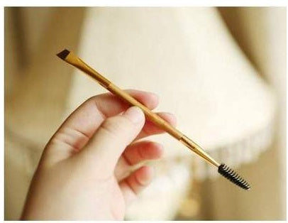 Bamboo handle double eyebrow brush Eyebrow brush   eyebrow comb Eyebrow brush Eyelash brush dual purpose brush