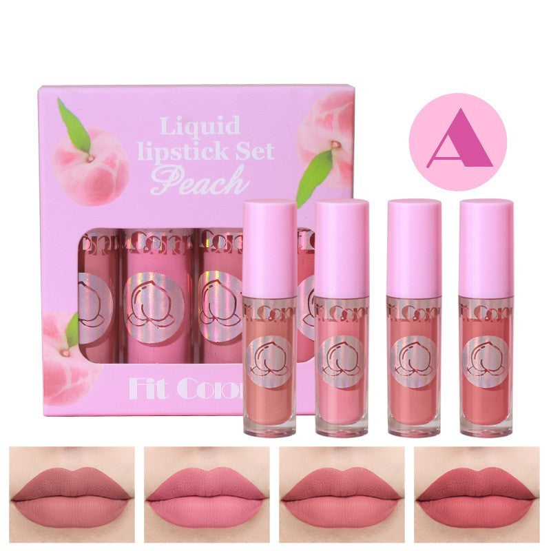 Velvet Matte No Stain On Cup 4 PCs Fruit Lip Gloss Sets