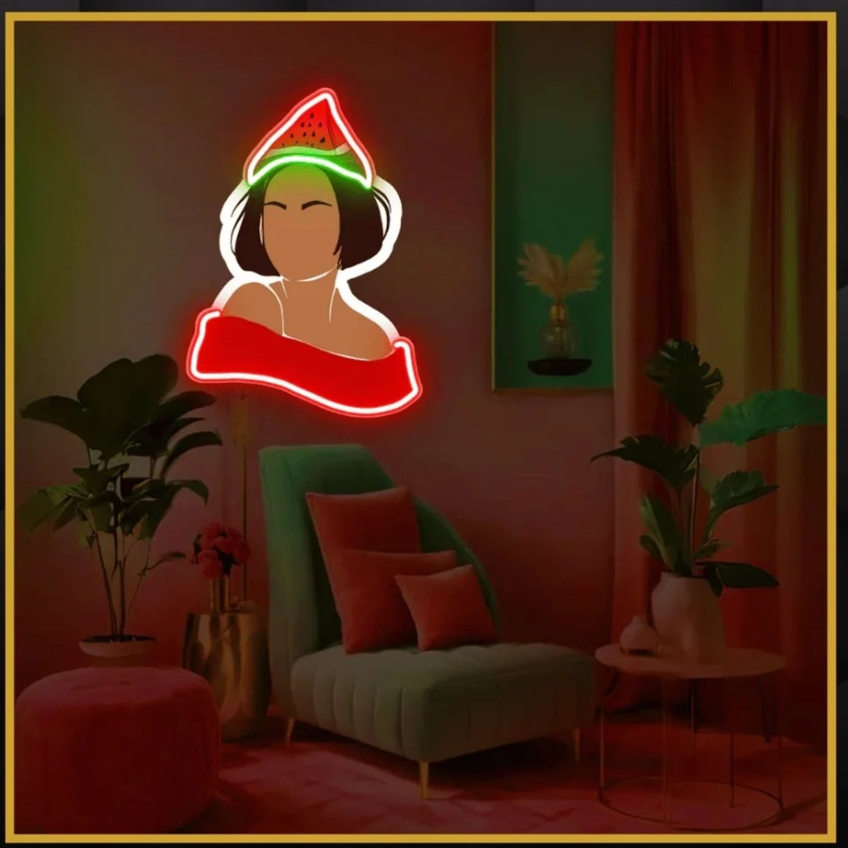 Woman With Funky Hat UV Neon Sign