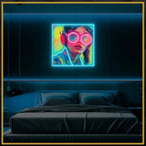 Girl With Glasses UV Neon Sign